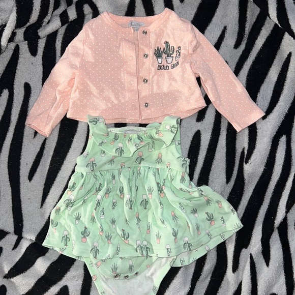6-9 month cactus dress and cardigan - Picture 1 of 4